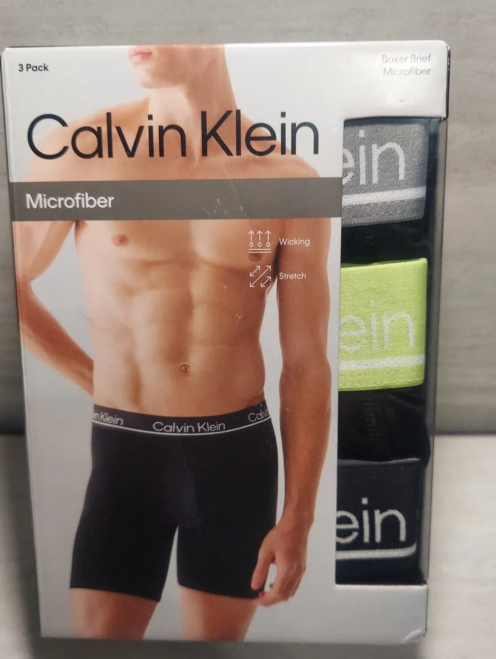 Calvin Klein Men’s Boxer Briefs Pack – Black with Neon Lime & Gray Accents